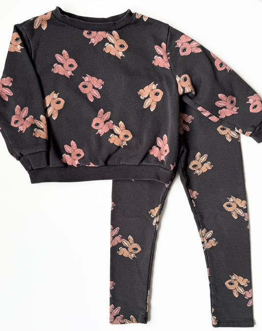 H&M Dark Grey Bunnies Sweater & Leggings Set (2-4 Years)