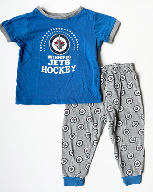 NHL Winnipeg Jets Hockey Blue & Grey Short Sleeve Two Peice PJ Set (24 Months)
