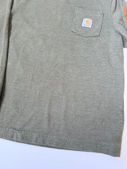 Carhartt Long Sleeve Logo Pocket Crewneck T-Shirt in Green & Orange (2T)