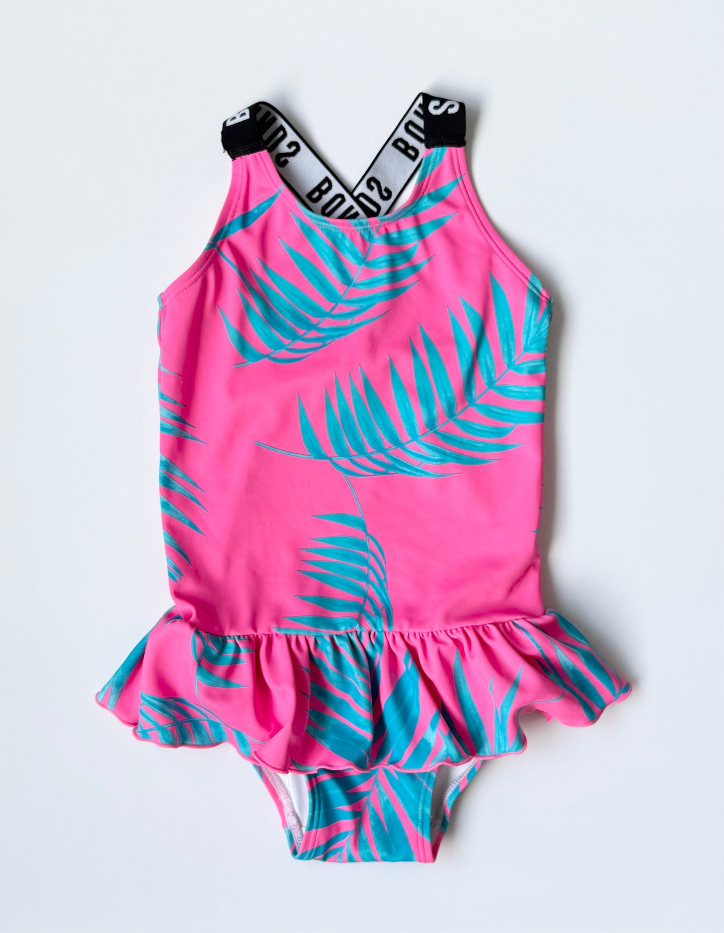 Bonds Hot Pink & Blue Tropical Twirl One Peice Swimsuit (18-24 Months)