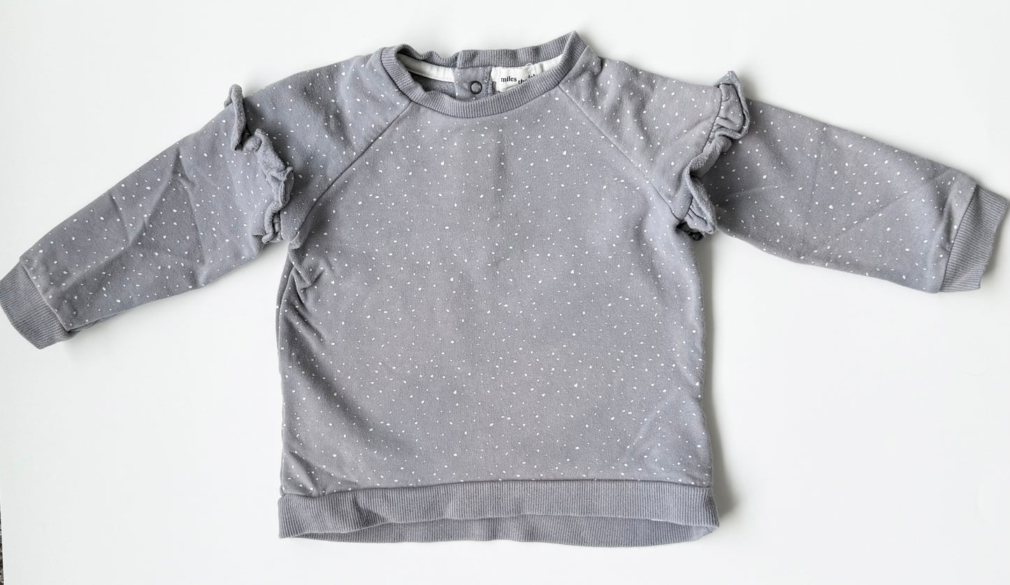 Miles the Label Grey & White Polkadot Sweater (18 Months)