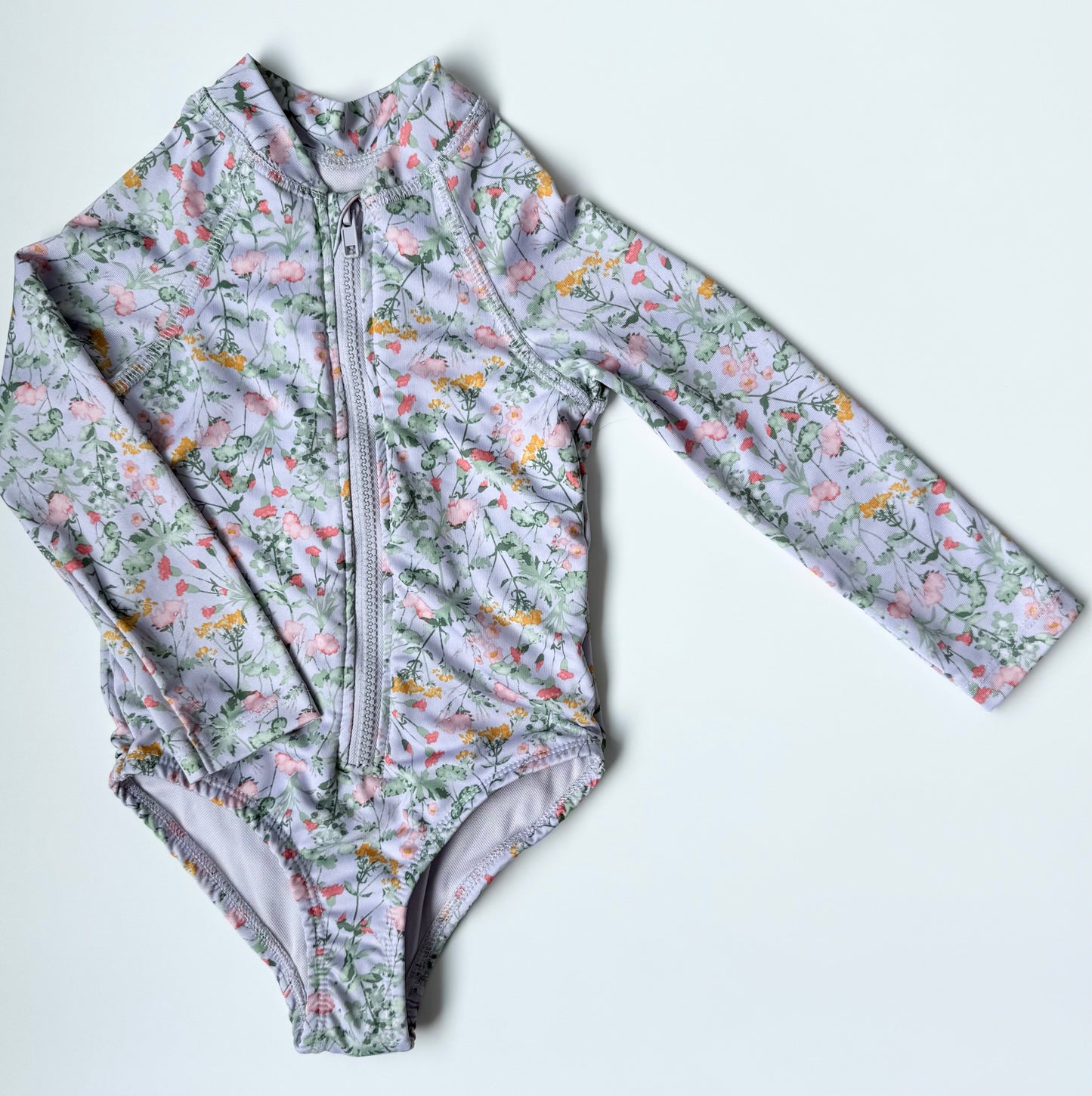 Vince Camuto Light Purple Floral Long Sleeve One Piece Swimsuit (4T)
