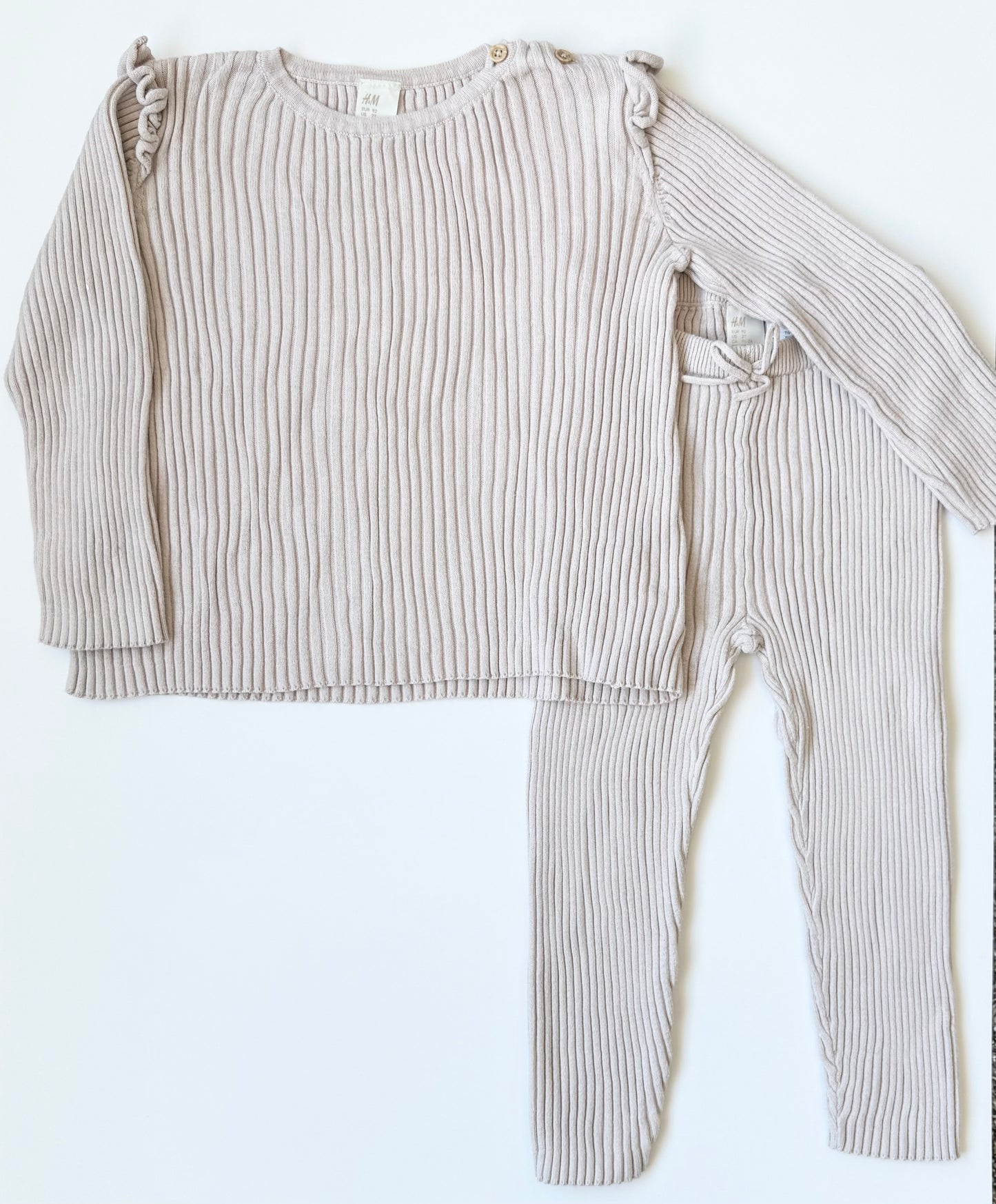 H&M Light Grey Ribbed Long Sleeve & Leggings Set (18-24 Months)
