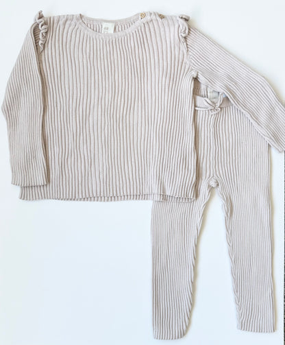 H&M Light Grey Ribbed Long Sleeve & Leggings Set (18-24 Months)