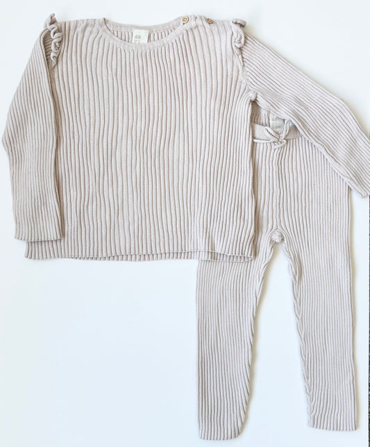 H&M Light Grey Ribbed Long Sleeve & Leggings Set (18-24 Months)
