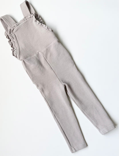 L’oved Baby Light Grey Ribbed Fabric Overalls (18-24 Months)