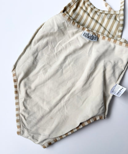 Kid Wild Beige Striped One Piece Halter Swimsuit (2-3 Years)