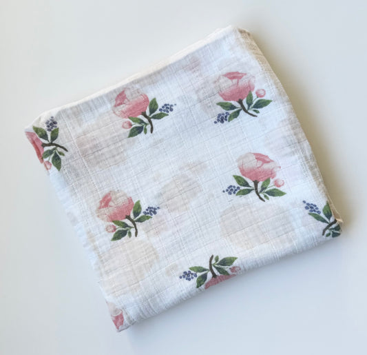 Little Unicorn Pink Flowers Muslin Swaddle Blanket