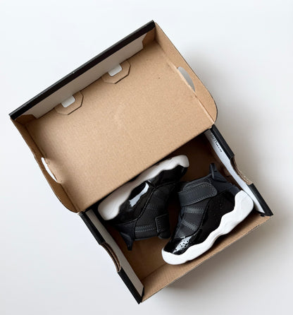 Jordan 6 Rings Shiny Black & Baby Blue High Top Stretch Lace & Velcro Sneakers (5)