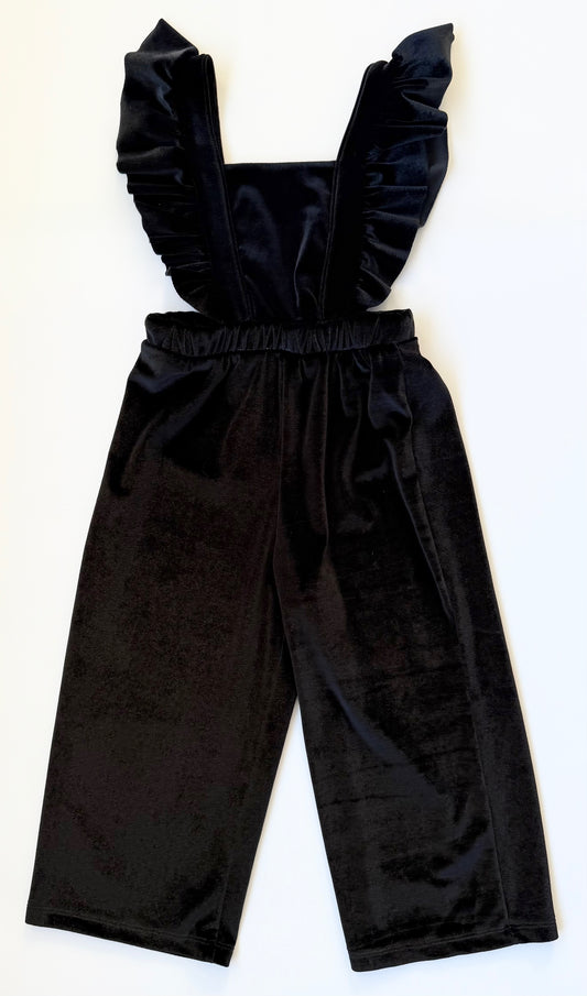 Zara Black Velvet Flutter Sleeve Jumpsuit (2-3 Years)