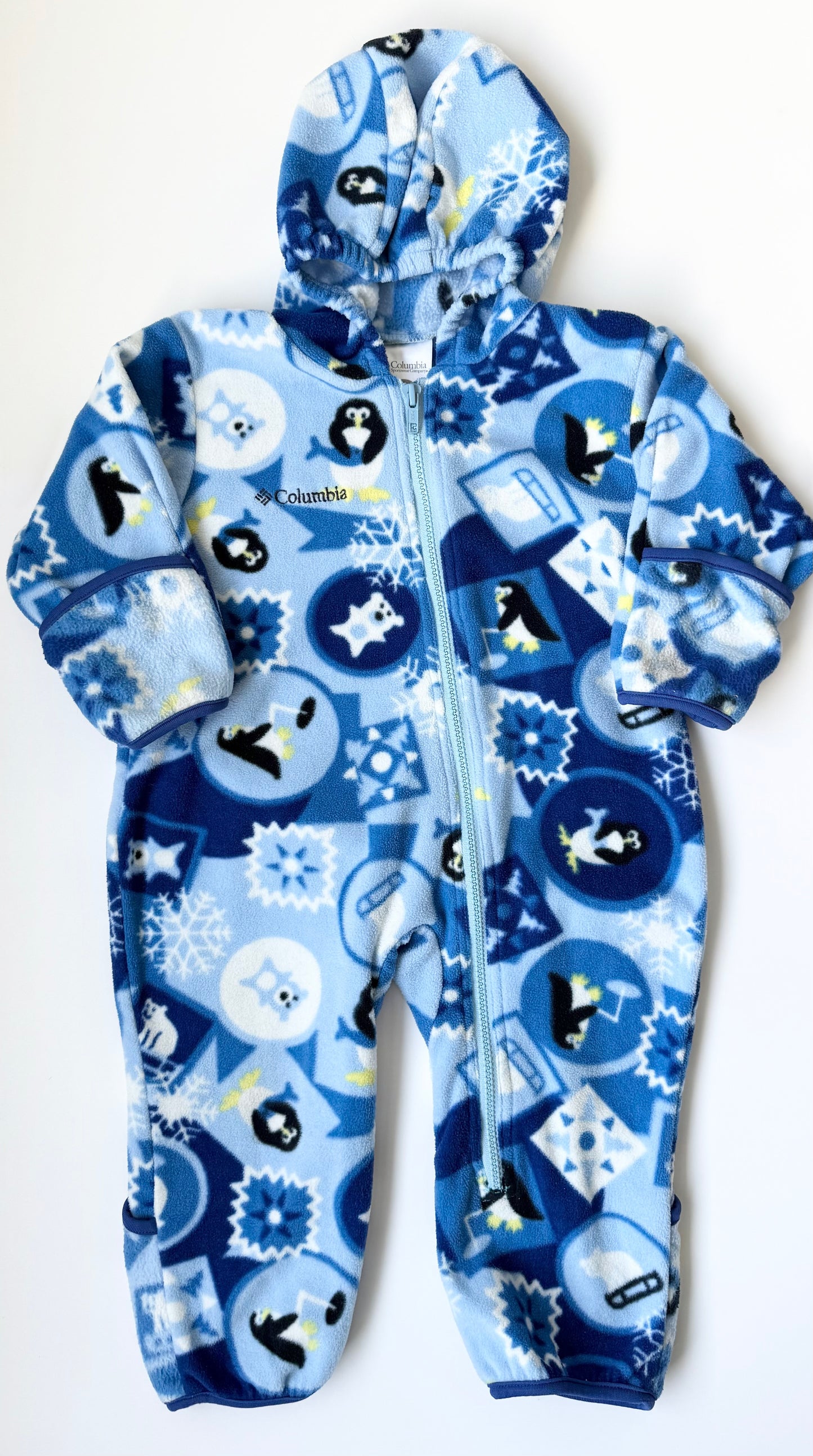 Columbia Blue Arctic Animals Fleece Bunting Suit (18 Months)
