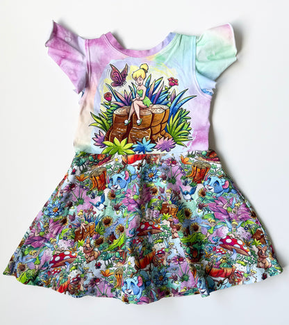 Disney Tinkerbell Flutter Shoulder Handmade Sleeveless Dress (2T)