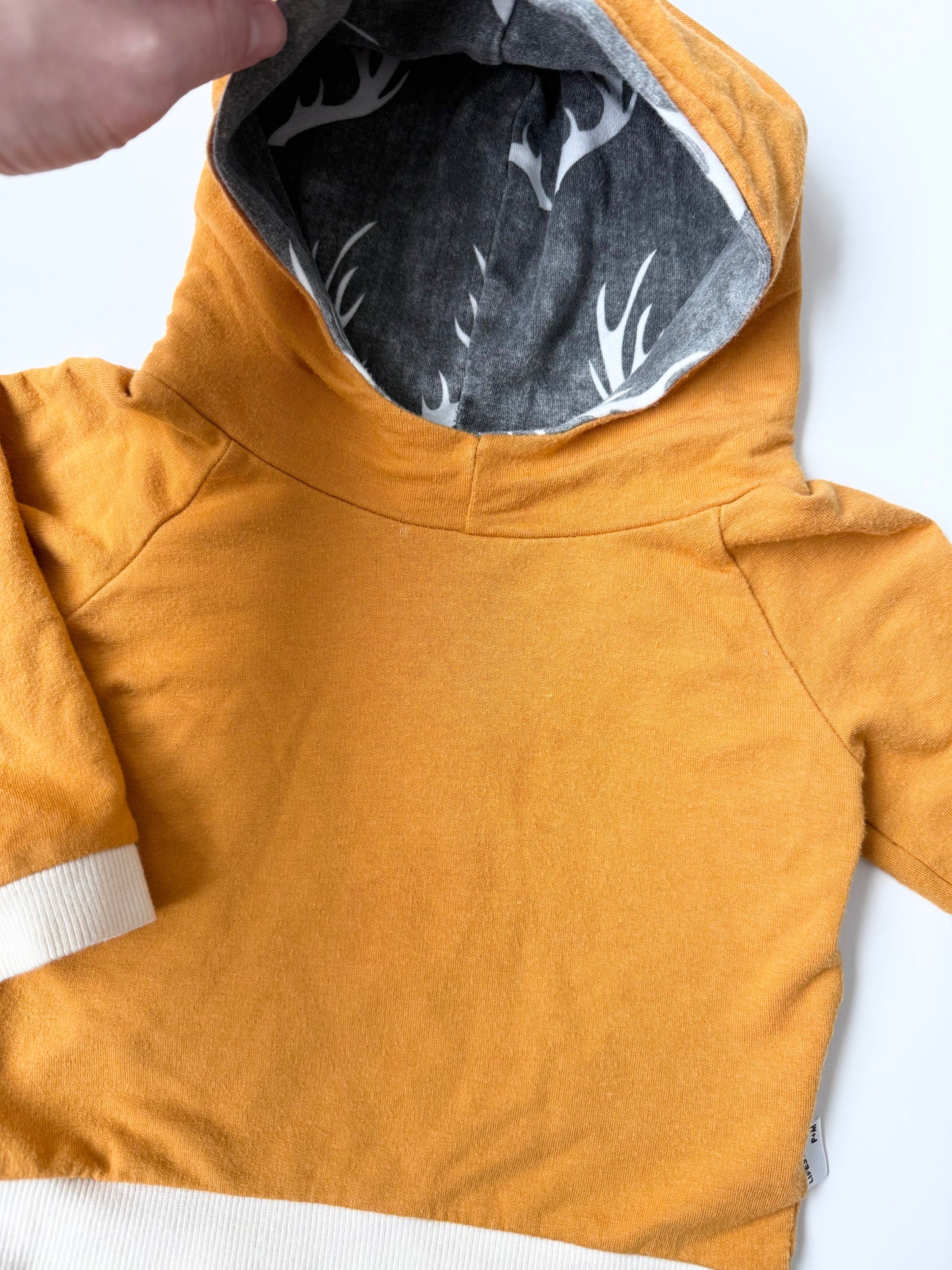 Portage & Main Mustard Deer Print Hoodie (6-12 Months)