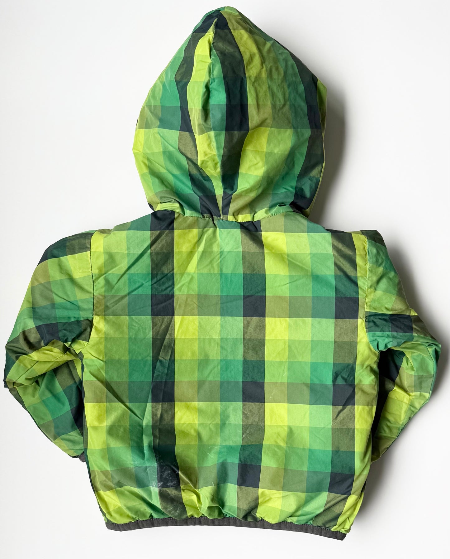 The North Face Perrito Grey & Green Plaid Reversible Jacket (2T)