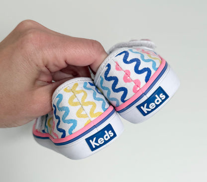 Keds Harper Pink Neon Squiggle & Heart Mary Jane Velcro Sneakers (10)