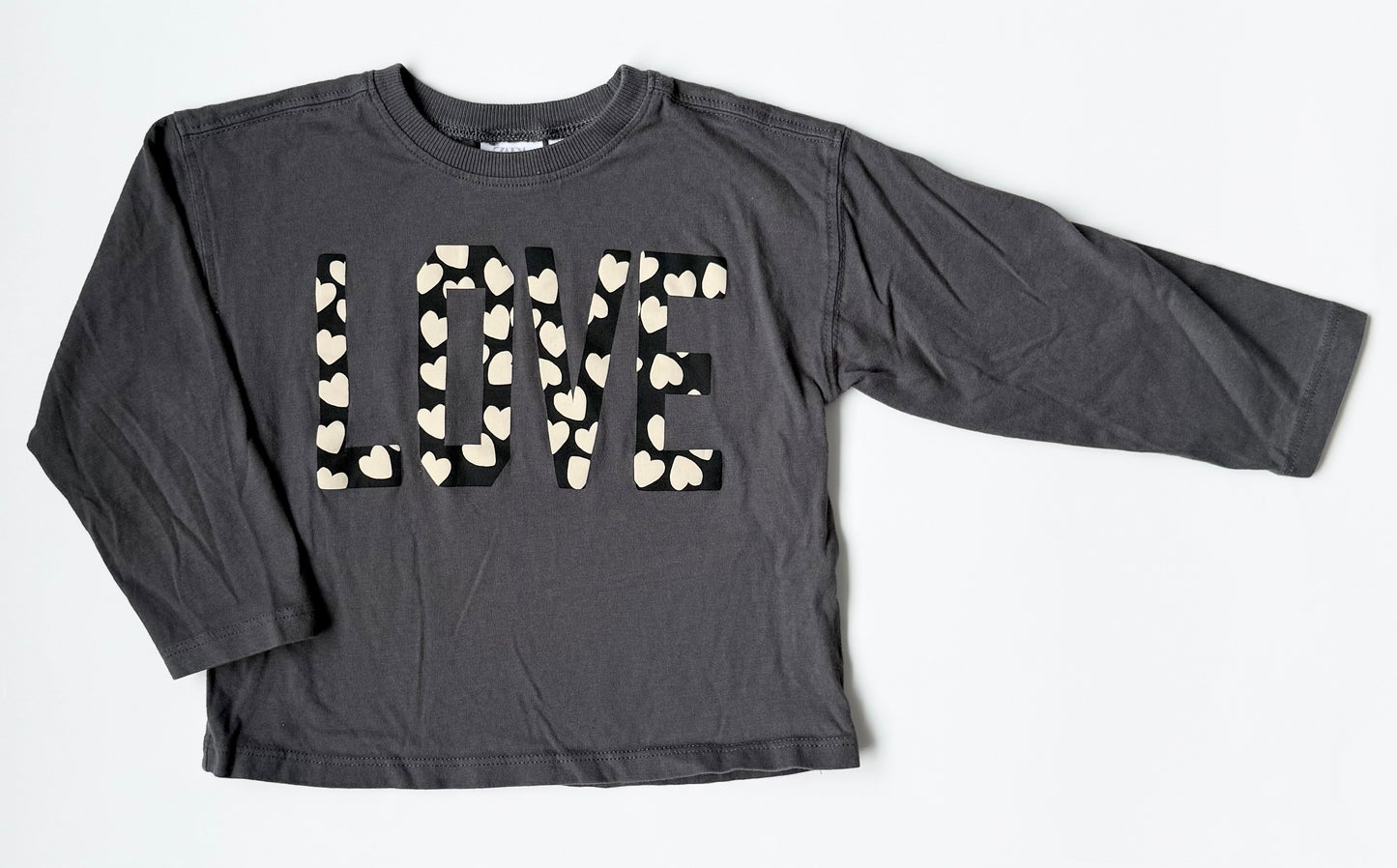 Zara Dark Grey “Love” Hearts Long Sleeve (2-3 Years)