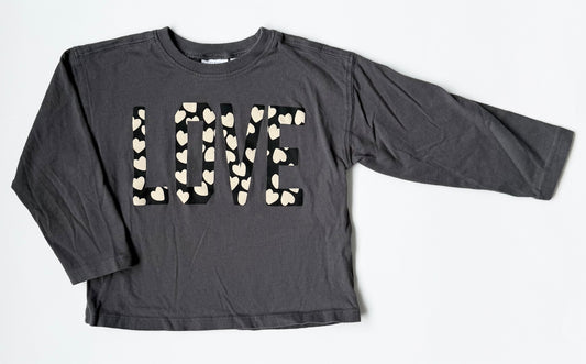 Zara Dark Grey “Love” Hearts Long Sleeve (2-3 Years)