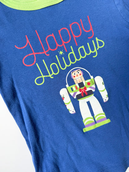 Joe Fresh x Disney Buzz Lightyear Blue & Green Happy Holidays Two Piece PJ Set (3T)