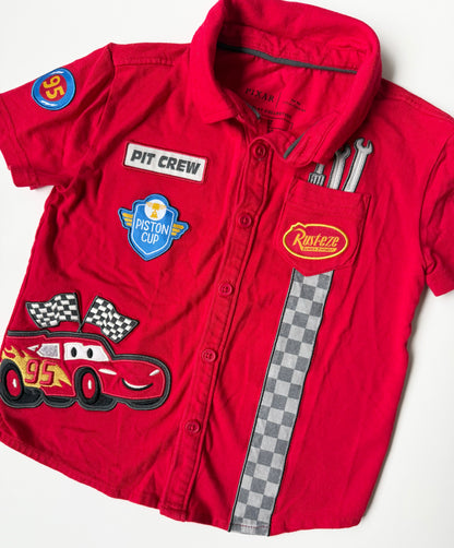 Little Sleepies x Disney Pixar Cars Piston Cup Button Down Collared Polo T-Shirt (3T)