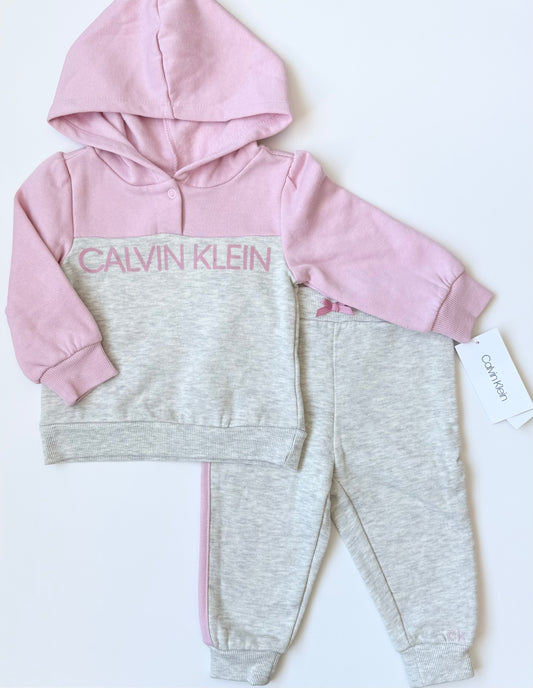Calvin Klein Pink & Grey Hoodie & Pants Set - New (12 Months)