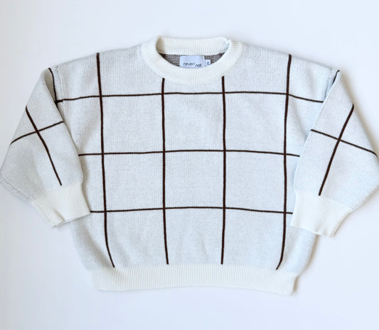 Never/Not White & Brown Grid Sweater (2T)