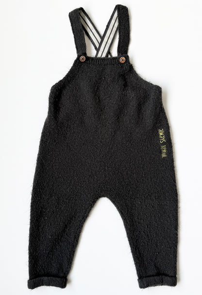 Zara Dark Grey Fuzzy Knit “Always Joyful”Overalls (18-24 Months)