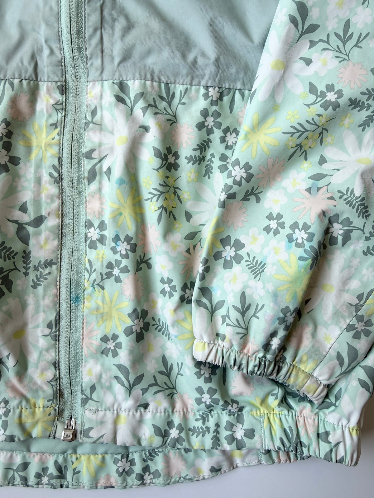 The North Face Light Green Floral Zipline Windbreaker Rain Jacket (6T)