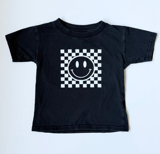 Black & White Checkered Smiley T-Shirt (4T)