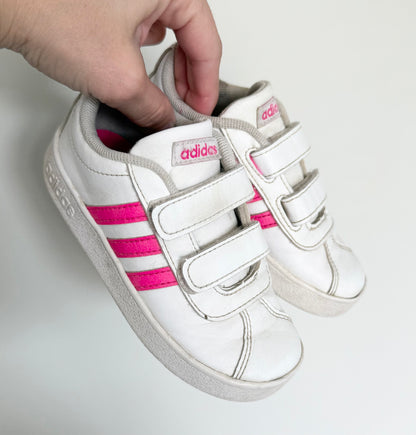Adidas VL Court 2.0 White & Pink Stripe Velcro Sneakers (8)