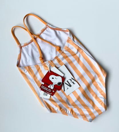 Zara x Peanuts Yellow Striped Snoopy & Woodstock One Piece Swimsuit - New (2-3 Years)