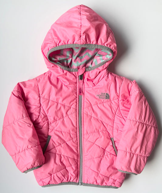 The North Face Perrito Hot Pink & Grey Chevron Reversible Puffer Jacket (2T)