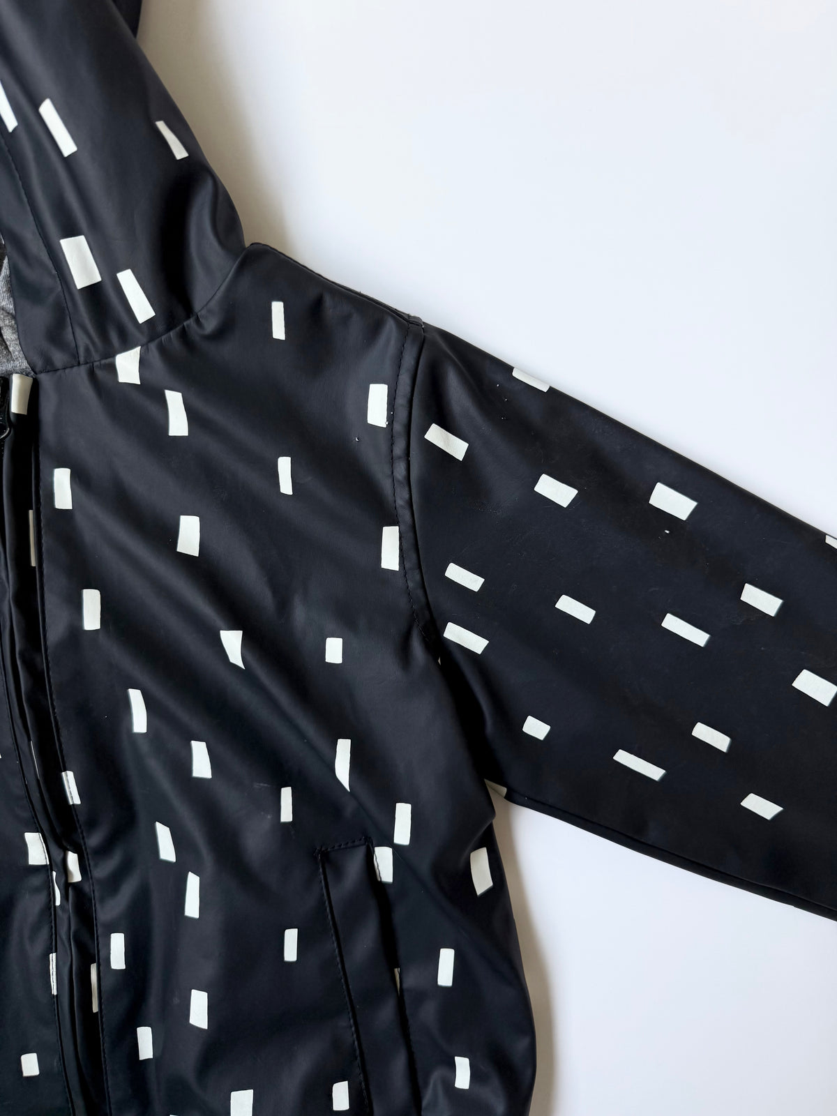 Miles the Label Black & White Lines Rain Coat (5 Years)