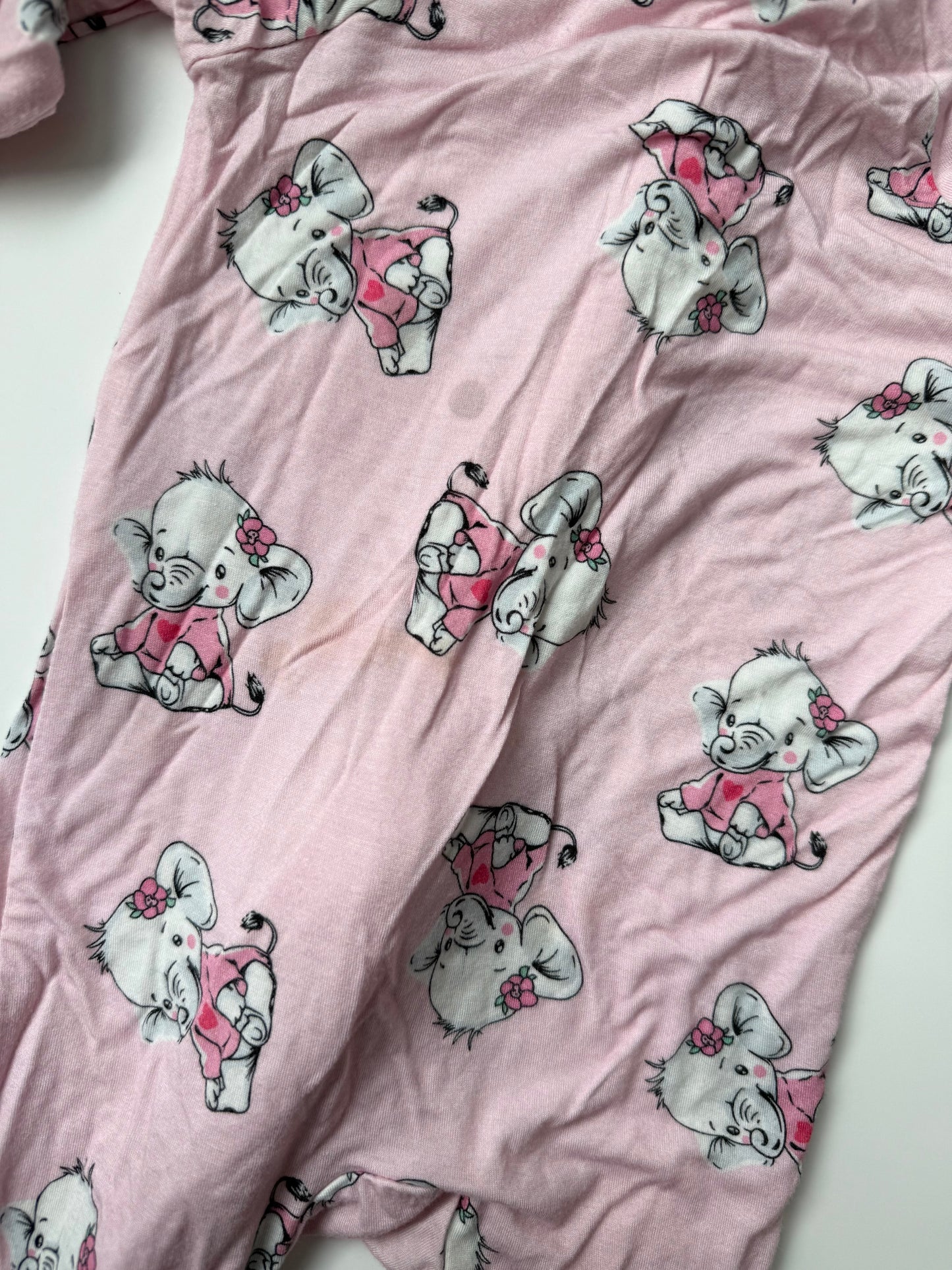 Miozing Pink Baby Elephants Sleeper Romper (3-6 Months)