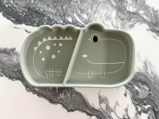 Loulou Lollipop Aly Alligator Green Suction Snack Plate