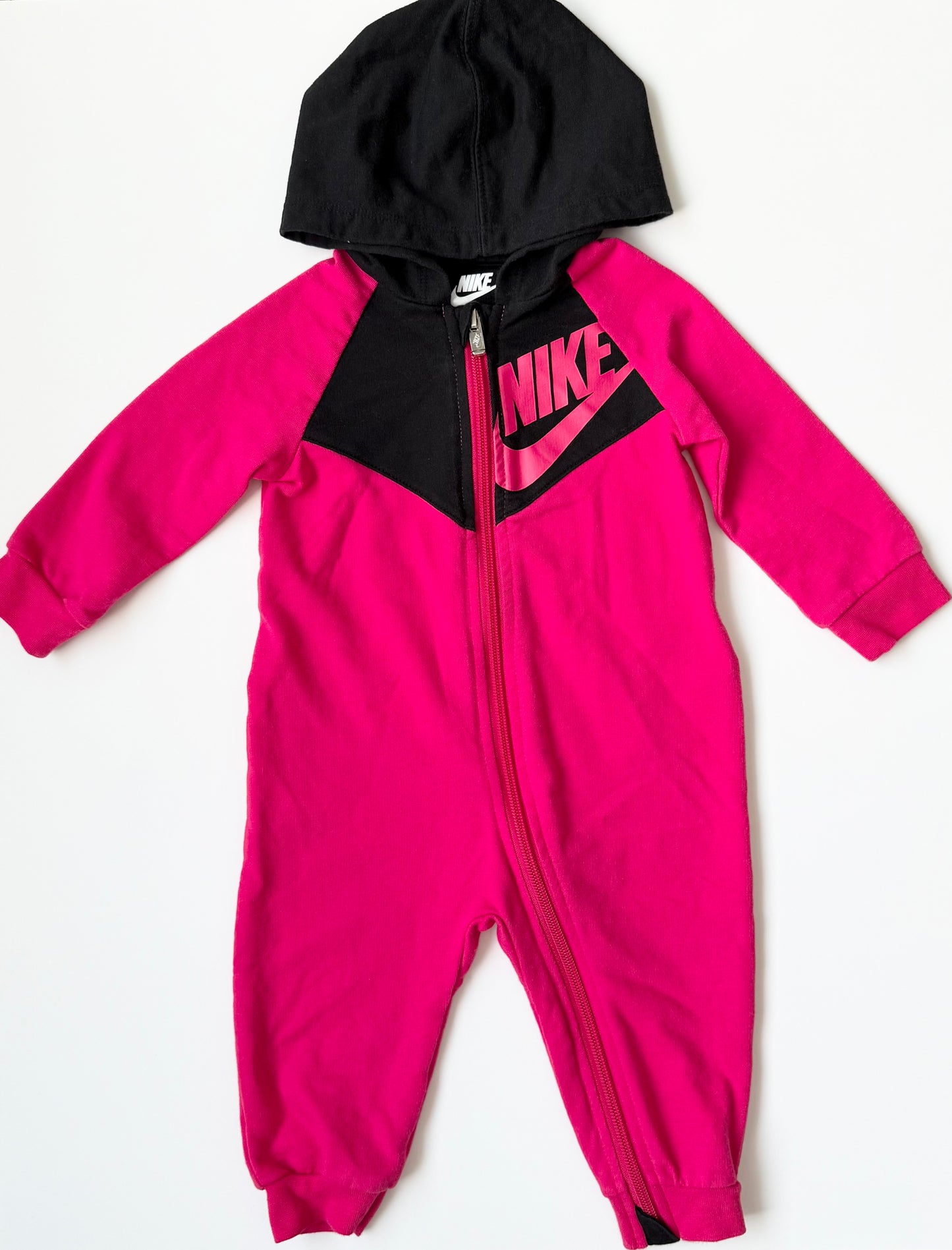 Nike Hot Pink & Black Zipper All Day Play Coverall (9 Months)
