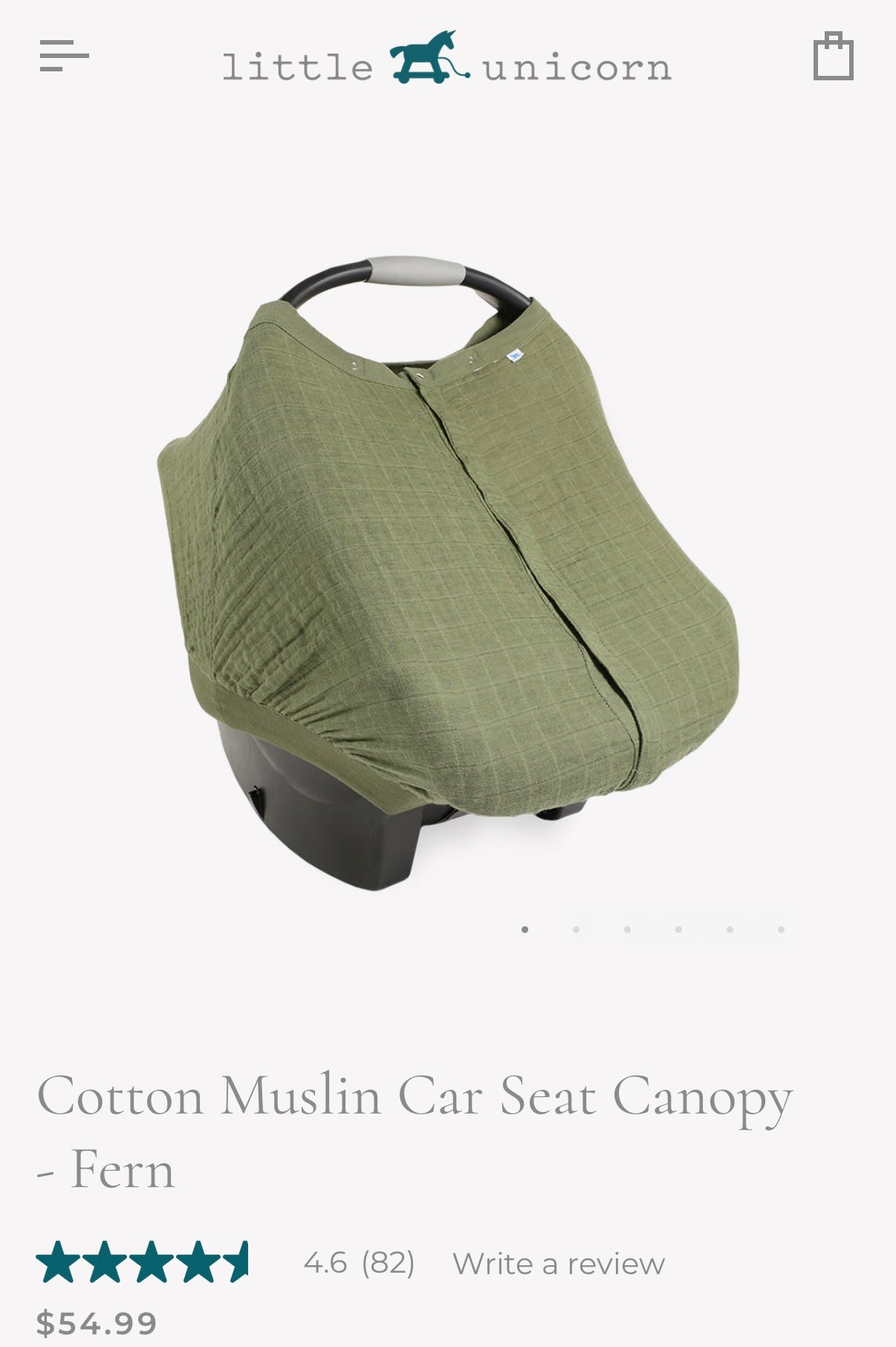 Little Unicorn Tropical Leaves Muslin Car Seat Canopy