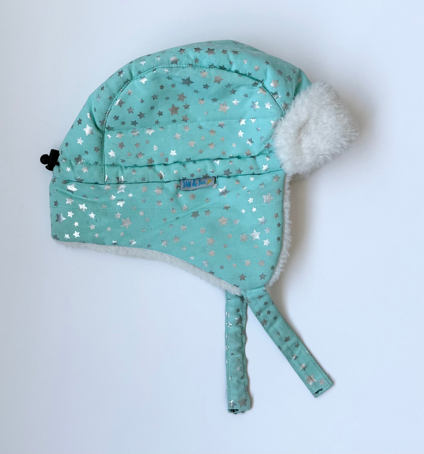 Jan & Jul Mint Silver Stars Toasty-Dry Trapper Winter Hat (6-24 Months)