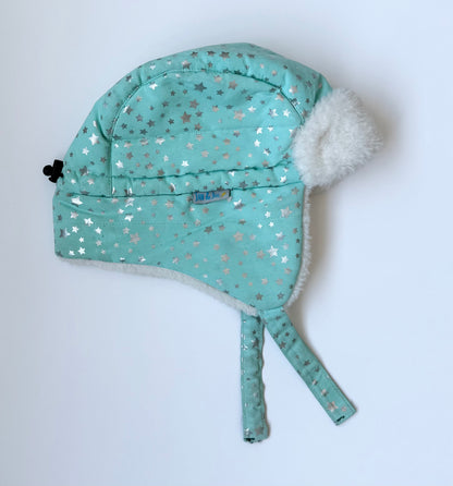 Jan & Jul Mint Silver Stars Toasty-Dry Trapper Winter Hat (6-24 Months)