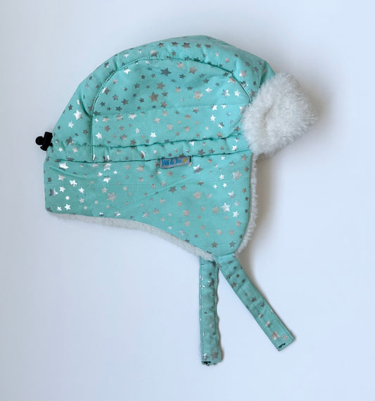 Jan & Jul Mint Silver Stars Toasty-Dry Trapper Winter Hat (6-24 Months)