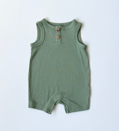 Cat & Jack Green Ribbed Romper (Newborn)