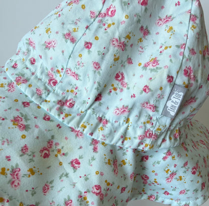 Jan & Jul Light Blue & Dainty Floral Sun Hat (2-5 Years)