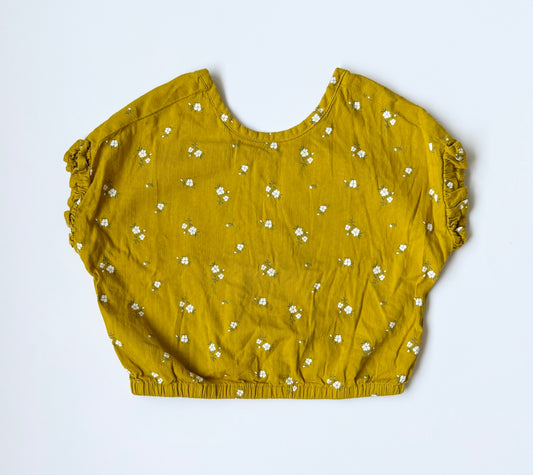 Old Navy Mustard & Dainty White Floral Short Sleeve Top (2T)