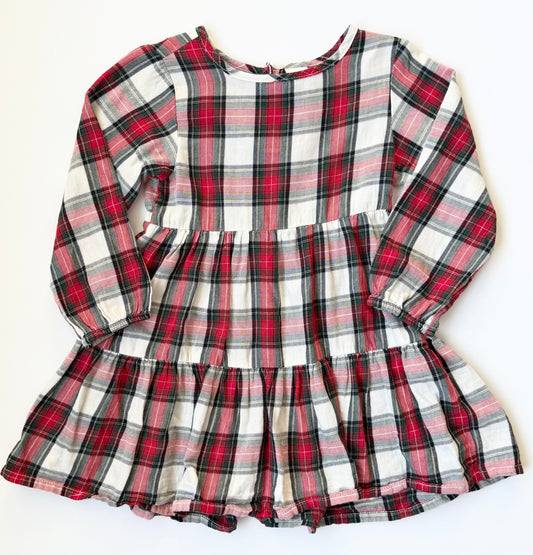 H&M Christmas Plaid Tiered Dress (18-24 Months)