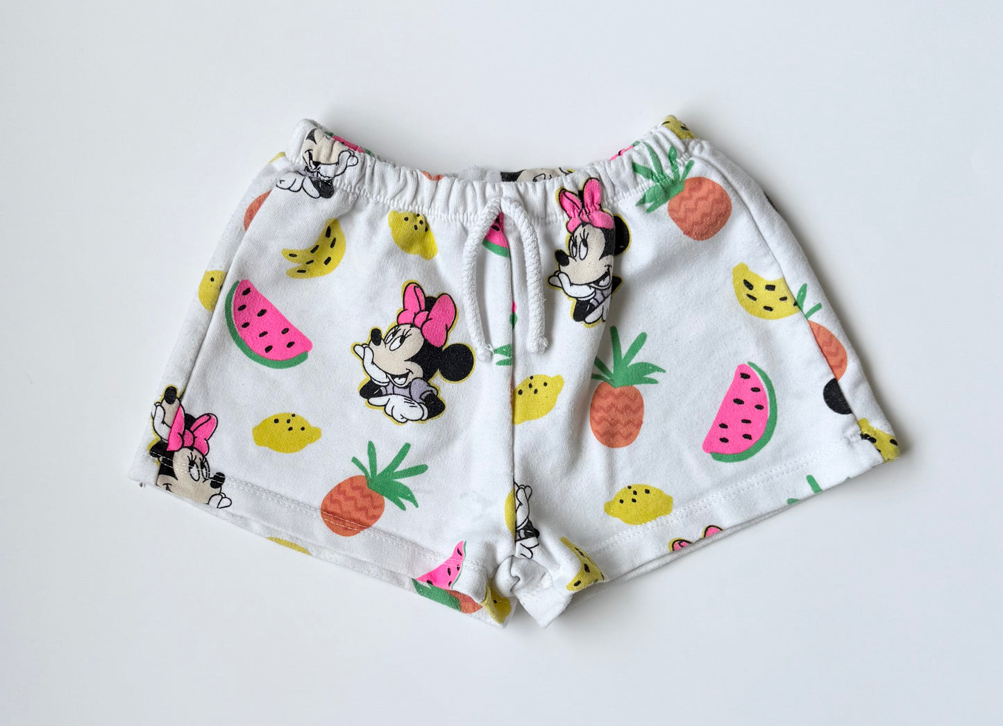 Zara Disney White Minnie & Fruits Sweat Shorts (2-3 Years)