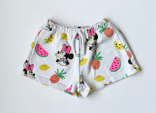 Zara Disney White Minnie & Fruits Sweat Shorts (2-3 Years)