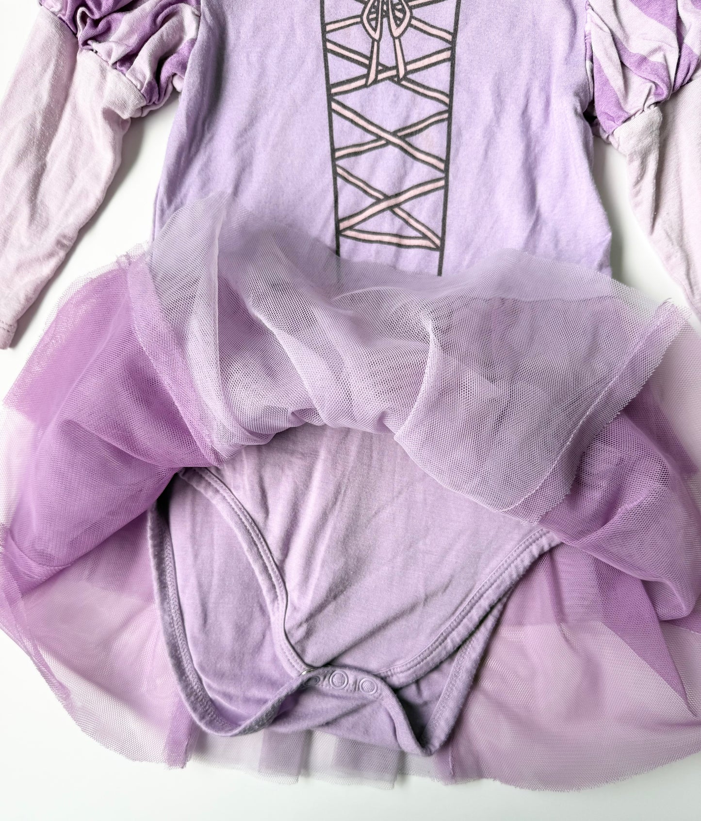 Posh Peanut x Disney Purple Rapunzel Long Sleeve Bodysuit Dress (2T)