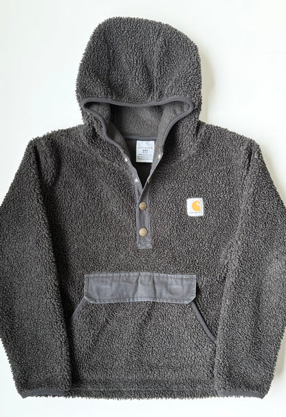 Carhartt Black Sherpa 1/4 Button Hooded Pullover - Small (8-10 Years)