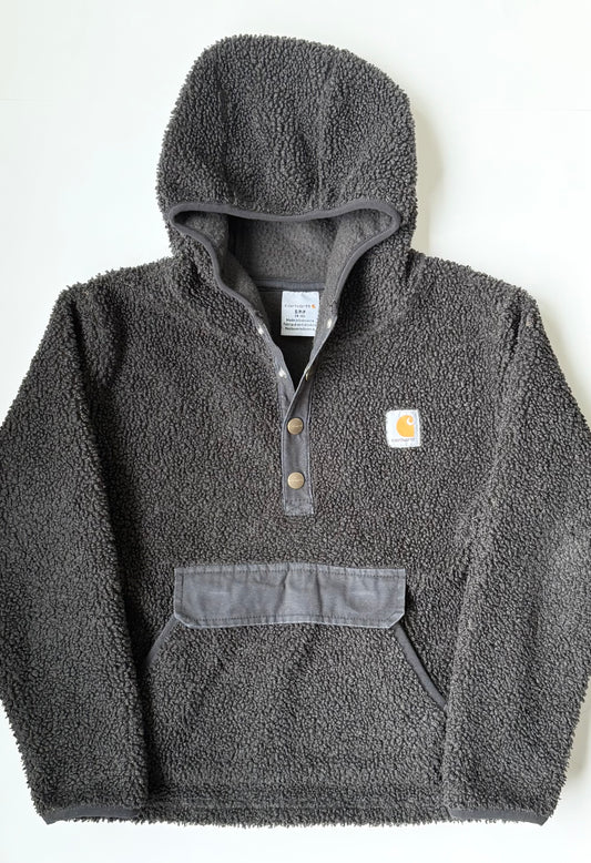 Carhartt Black Sherpa 1/4 Button Hooded Pullover - Small (8-10 Years)