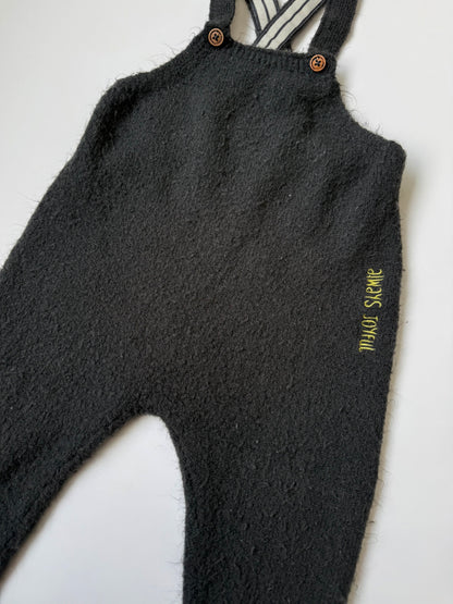 Zara Dark Grey Fuzzy Knit “Always Joyful”Overalls (18-24 Months)