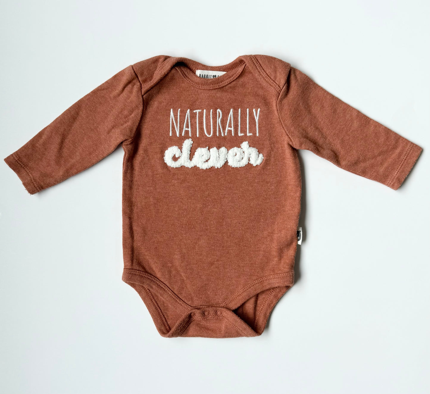 Rabbit + Bear Orange “Naturally Clever” Bodysuit (3-6 Months)
